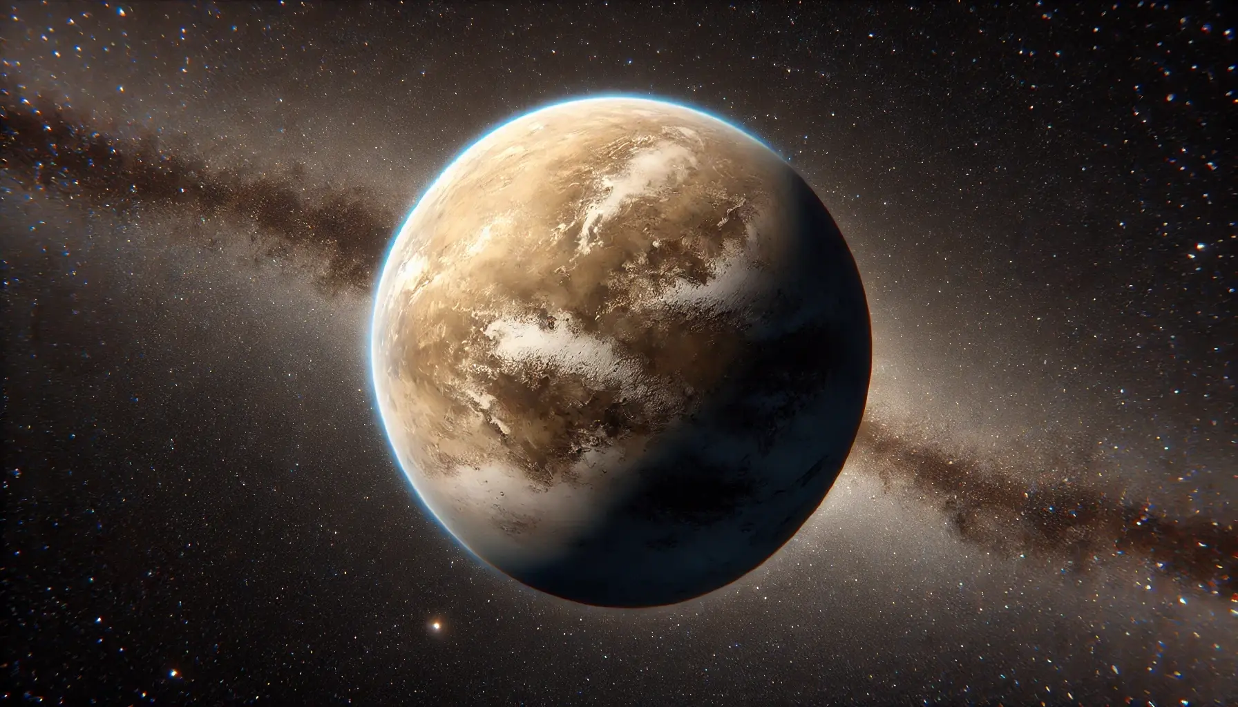 A detailed space view of Lacaille 9352 b, a rocky exoplanet against a dark starfield.