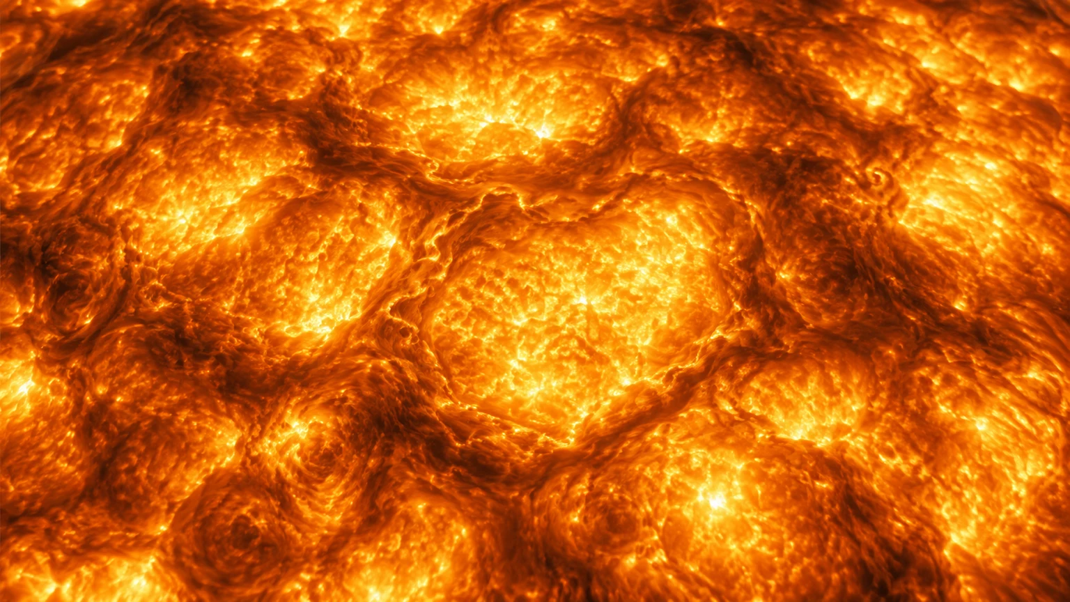 A hypothetical close study of bright convection cells and darker lanes. No such detailed map of 55 Cancri A has been observed.
