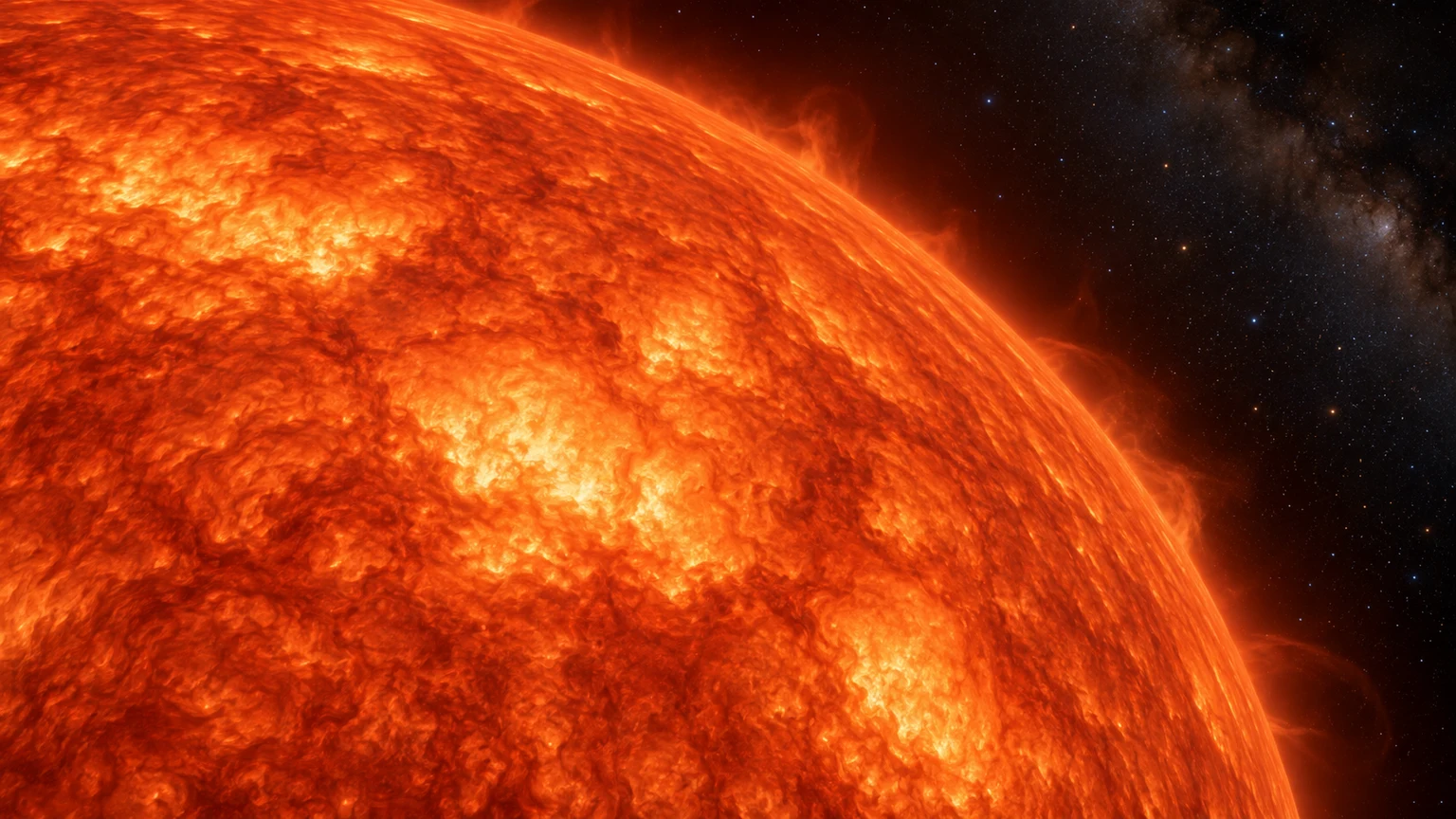 Artist’s impression. The curved luminous layers and detailed gas texture are illustrative, not a measured surface map.