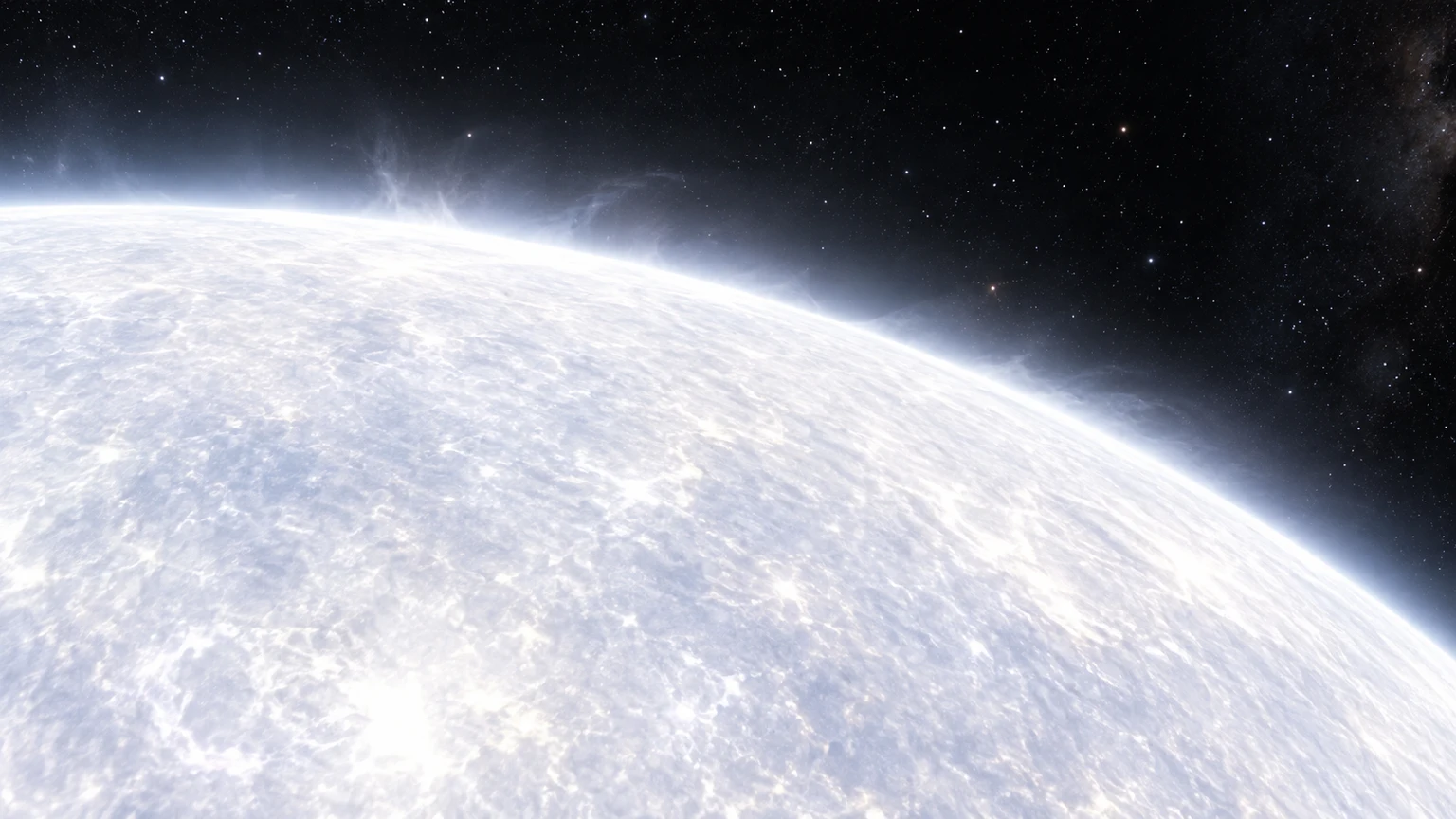 Artist’s impression. The curved luminous layers and detailed gas texture are illustrative, not a measured surface map.