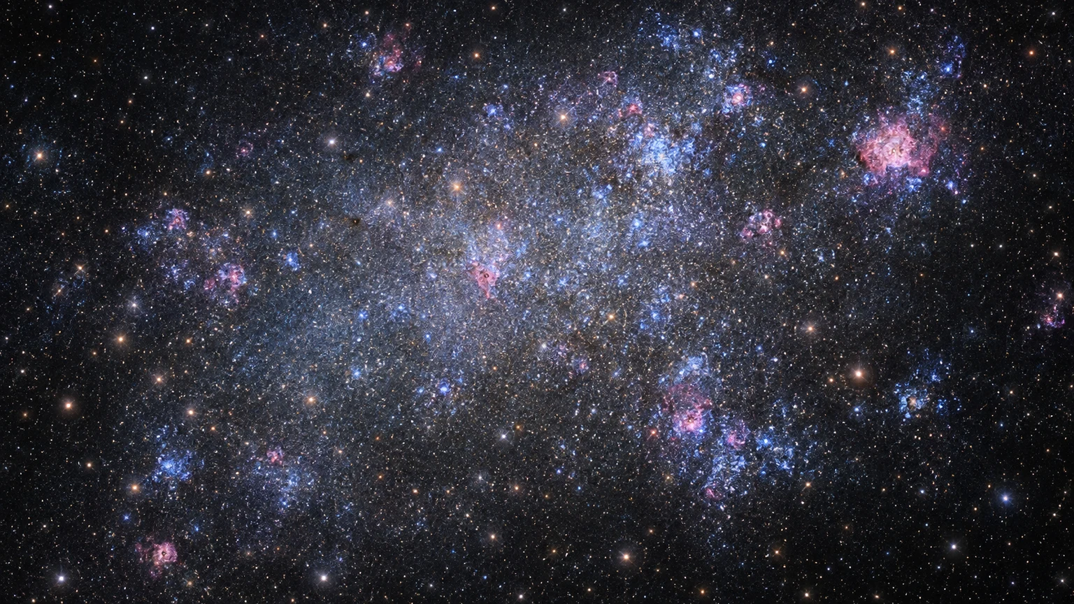 Artistic stellar-field study combining loose blue associations and warmer older stars. Individual positions are not observational data.