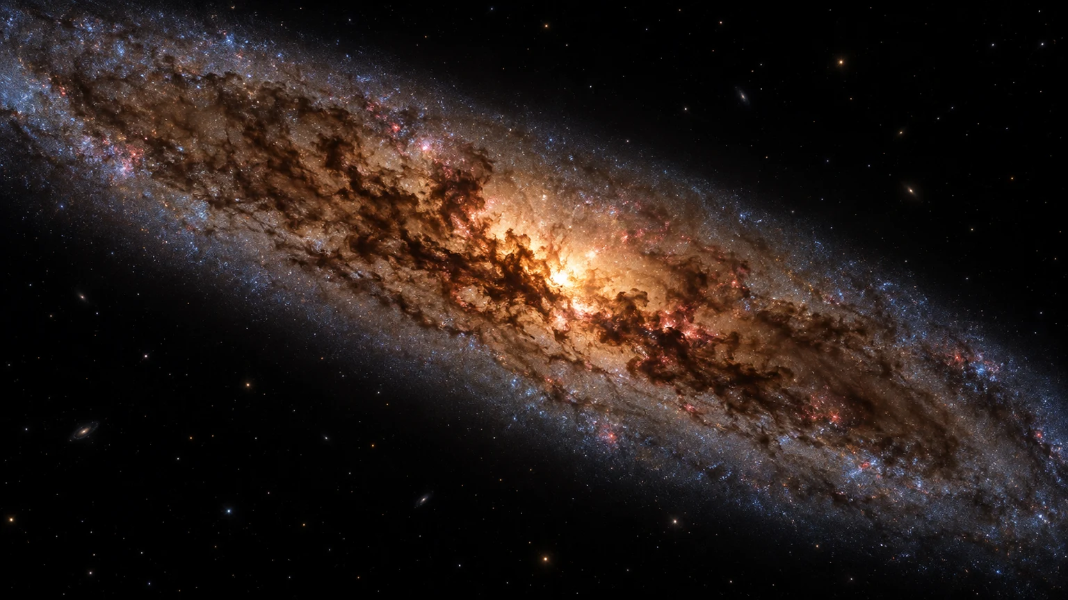 Illustrative study of obscuring dust and central star formation in a Sculptor-like galaxy. Features are not individually mapped.