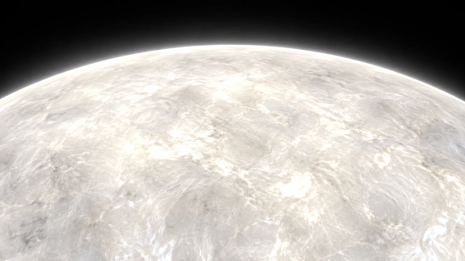 An imagined close view of Procyon B’s helium-rich photosphere. Subtle mottling and apparent brightness are artistic choices, not mapped features. The white glow is hot gas, not ice or solid rock.
