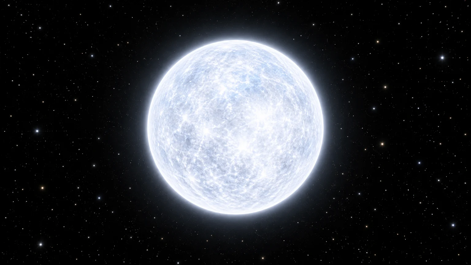 An artistic view of Procyon B against space. The luminous disk and fine gaseous texture are illustrative; color and exposure are adjusted for visibility, not a resolved stellar photograph.