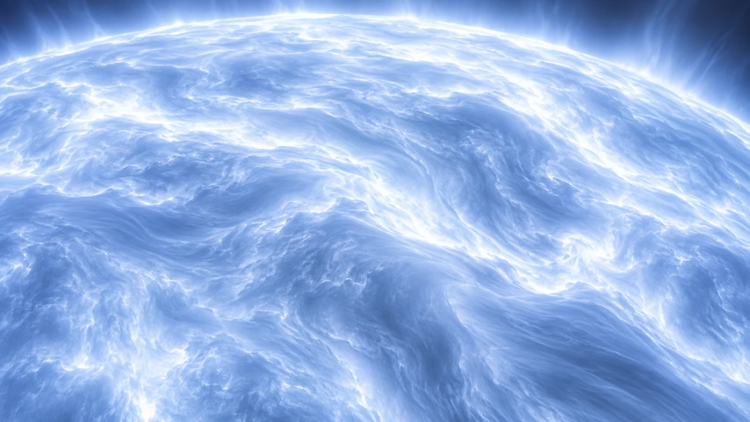 An invented close study of flowing luminous gas. The emphasized ripples evoke variability without mapping measured pulsation modes.