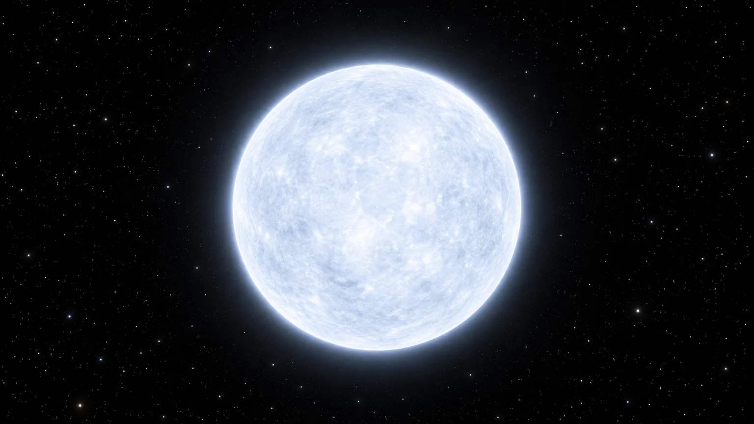 An artistic view of Sirius B against space. The luminous disk and fine gaseous texture are illustrative; color and exposure are adjusted for visibility, not a resolved stellar photograph.